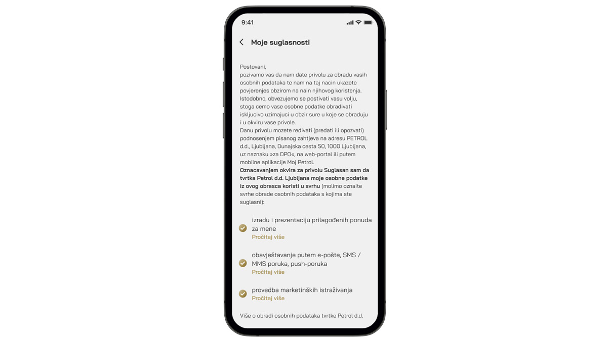 4. Označite odgovarajuće suglasnosti