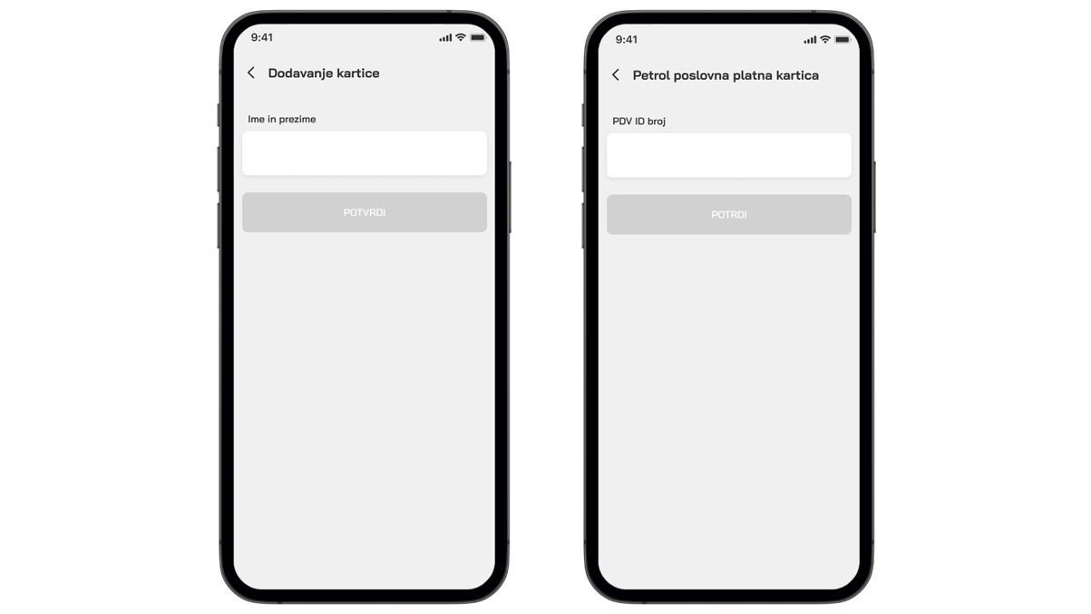 Upišite ime i prezime koji su navedeni na kartici odnosno PDV ID broj tvrtke