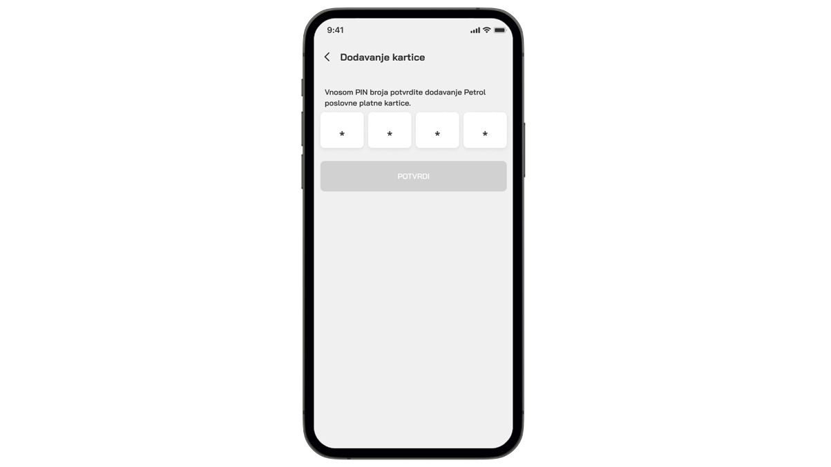 Upišite PIN broj kartice i ponovno potvrdite svoj unos